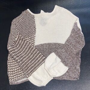 Blu Pepper Women's Cream and Brown Knit Sweater